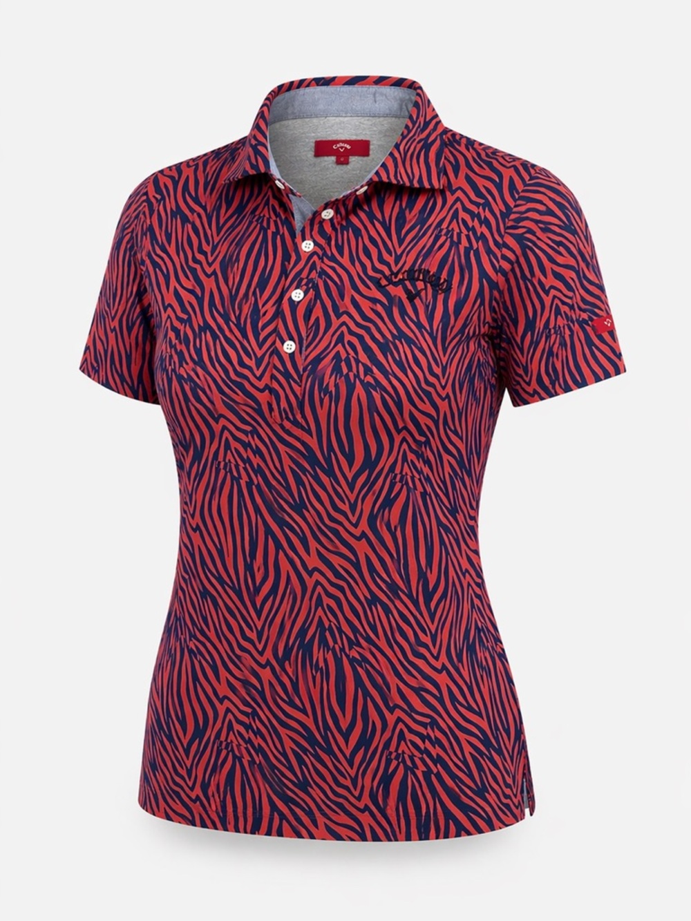Callaway Womens Golf Polo Large Zebra Print Athletic Sporty Preppy